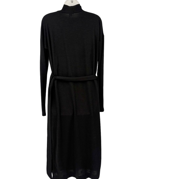 Paige Paxton Black Cutout Knit Midi Dress Tie Waist Belted Side Slit Size XS - Picture 11 of 13